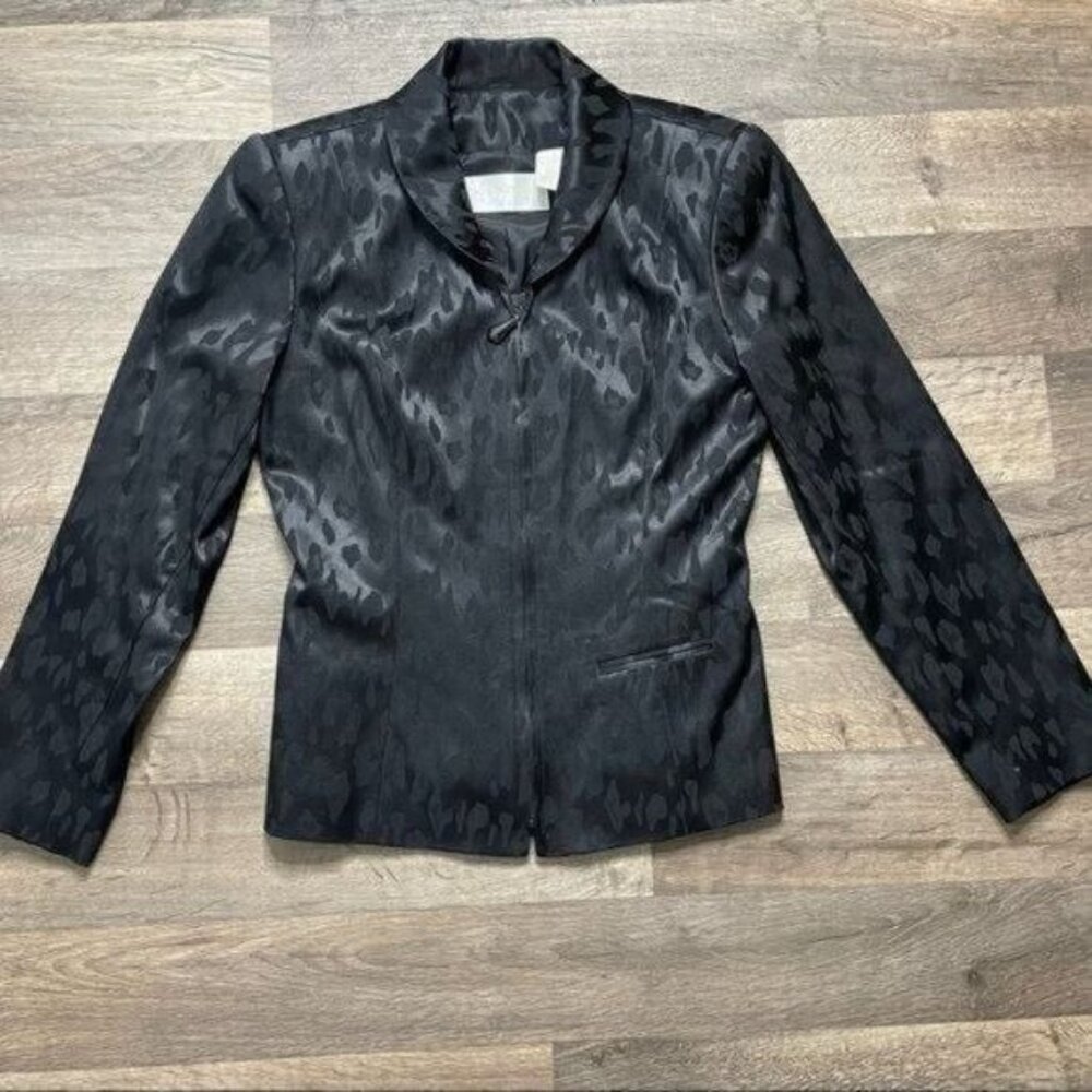 Dana Buchman Petites Black Leopard Print Blazer Size 4 - Picture 5 of 13